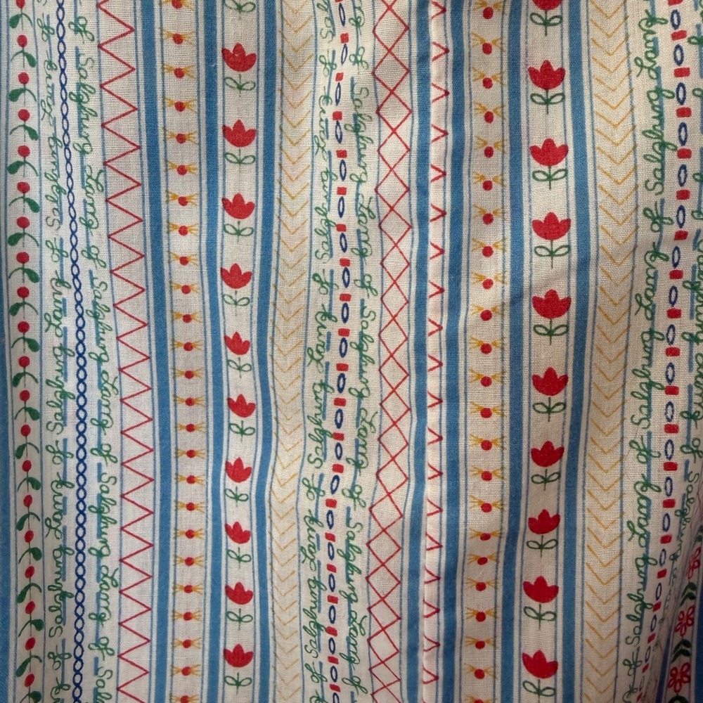 Vintage Lanz of Salzburg Floral Striped Nightgown British Hong Kong Blue White - Picture 6 of 10